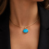 10.34ct Turquoise Diamond 18K Gold Large Pendant