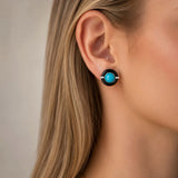 11.253ct Turquoise Diamond Black Onyx 18K Gold Earrings