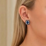15.21ct Topaz Black Onyx Diamond 18K Gold Stud Earrings