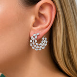 6.90ct Diamond 18K Gold Statement Curved Earrings