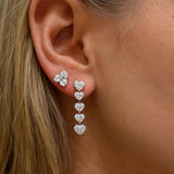 6.60ct Diamond 18K Gold Heart Linear Dangle Earrings