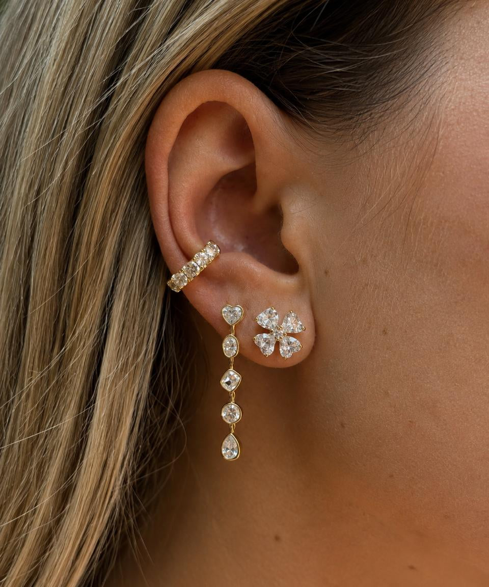 1.88ct Diamond 14K Gold Multi Shape Bezel Dangle Earrings