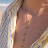 0.70ct Emerald 18K Gold Lariat Necklace