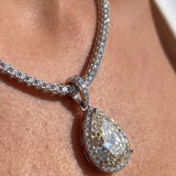 6.31ct Diamond 18K Gold Statement Pear Halo Pendant