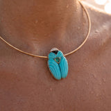 23.50ct Turquoise Emerald Diamond Black Onyx 18K Gold Beatle Pendant