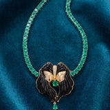 Gemini 17.59ct Black Onyx Emerald Diamonds 18K Gold Brooch
