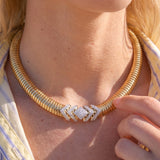0.77ct Diamond 18K Italian Gold Choker Necklace