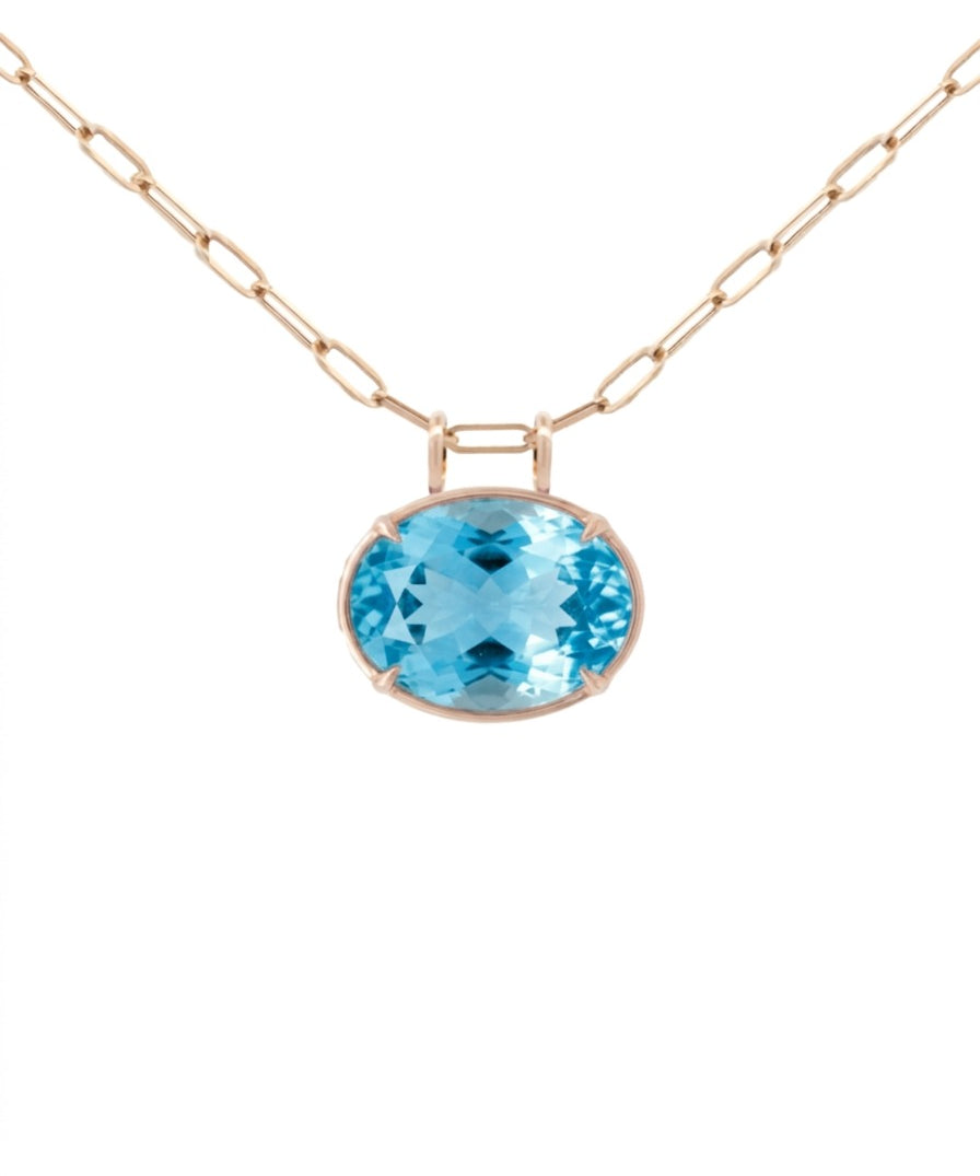 33.00ct Sky Blue Topaz 18K Gold Large Statement Pendant