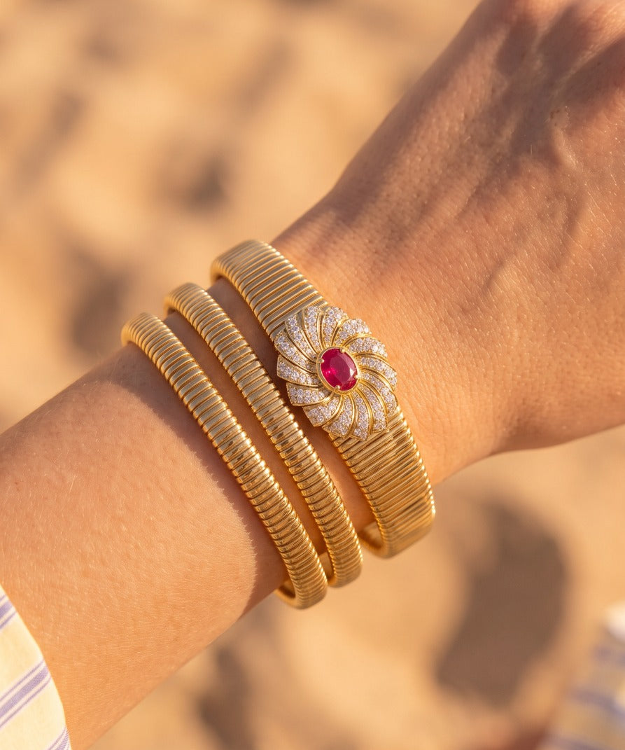 2.53ct Diamond Ruby 18K Italian Gold Wrap Bracelet