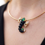 Scorpio 9.05ct Black Onyx Emerald 18K Gold Brooch