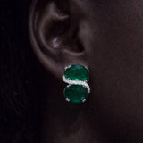 22.56ct Diamond Emerald 18K Gold Statement Earrings