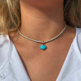 5.20ct Turquoise Diamond 18K Gold Small Pendant