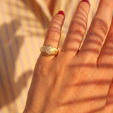 1.02ct Diamond 18K Gold Fluted Signet Ring