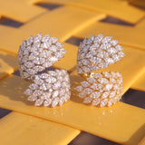 2.75ct Diamond 18K Gold Cluster Leaf Bypass Ring