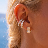3.12ct Diamond 18K Gold Two Stone Stud Earrings