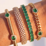 12.66ct Emerald 18K Gold Tennis Bracelet