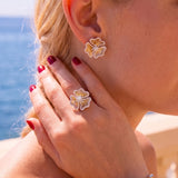 1.04ct Diamond 14K Gold Flower Earrings
