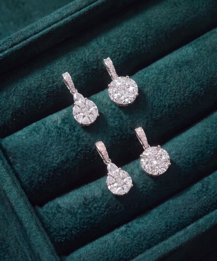 1.14ct Diamond 18K Gold Illusion Pear Pendant