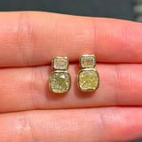 3.48ct Diamond 18K Gold Two Stone Stud Earrings