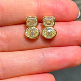 3.12ct Diamond 18K Gold Two Stone Stud Earrings