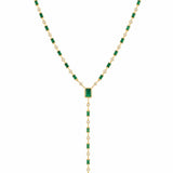 5.15ct Emerald Diamond 14K Gold Lariat Necklace