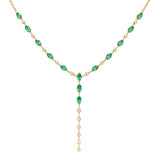 3.35ct Emerald Diamond 14K Gold Marquise Lariat Necklace