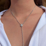 2.00ct Diamond 14K Gold Halo Pear Lariat Necklace