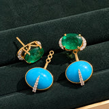 3.43ct Diamond Turquoise 18K Jacket For Earrings