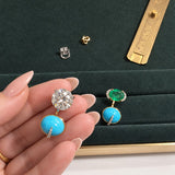 3.43ct Diamond Turquoise 18K Jacket For Earrings