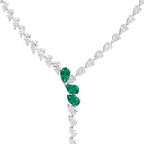 GIA 16.86ct Diamond Emerald 18K Gold Lariat Tennis Necklace