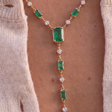 5.15ct Emerald Diamond 14K Gold Lariat Necklace