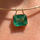 4.95ct Emerald 18K Gold Cushion Pendant