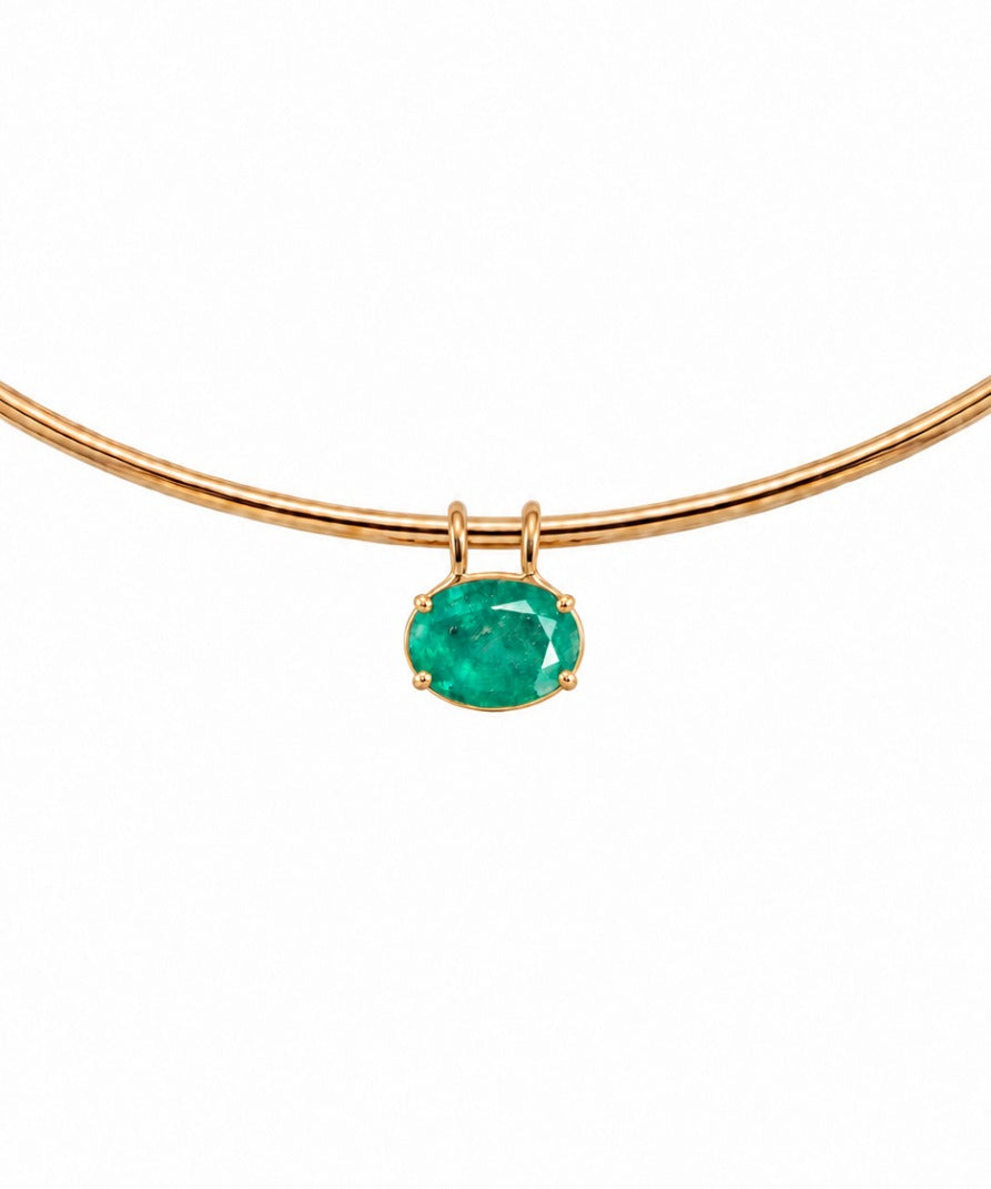 4.75ct Emerald 18K Gold Oval Pendant