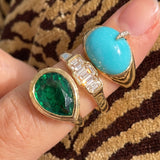 4.43ct Diamond Turquoise 18K Gold Signet Ring