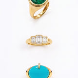 0.76ct Diamond 18K Gold Baguette Trio Signet Ring