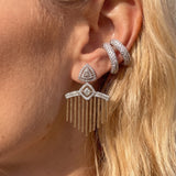 0.99ct Diamond 14K Gold Statement Multi Dangle Earrings