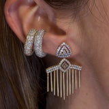 0.99ct Diamond 14K Gold Statement Multi Dangle Earrings