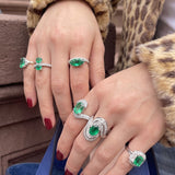 5.26ct Diamond Emerald 18K Gold Cocktail Ring
