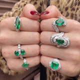 3.34ct Diamond Emerald 18K Gold Double Ring