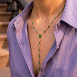 5.15ct Emerald Diamond 14K Gold Lariat Necklace