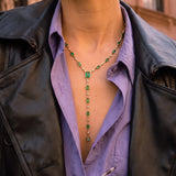 5.15ct Emerald Diamond 14K Gold Lariat Necklace