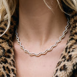 3.00ct Diamond 14K Gold Wave Tennis Necklace
