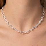 3.00ct Diamond 14K Gold Wave Tennis Necklace