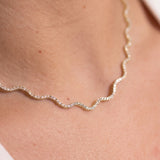 3.00ct Diamond 14K Gold Wave Tennis Necklace