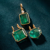8.35ct Diamond Emerald 18K Gold Bezel Pendant