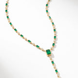 5.15ct Emerald Diamond 14K Gold Lariat Necklace