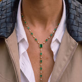 5.15ct Emerald Diamond 14K Gold Lariat Necklace