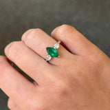 1.79ct Diamond Emerald 18K Gold Marquise Ring