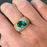 GIA 5.32ct Diamond Colombian Emerald 18K Gold Pear Ring