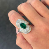 5.26ct Diamond Emerald 18K Gold Cocktail Ring